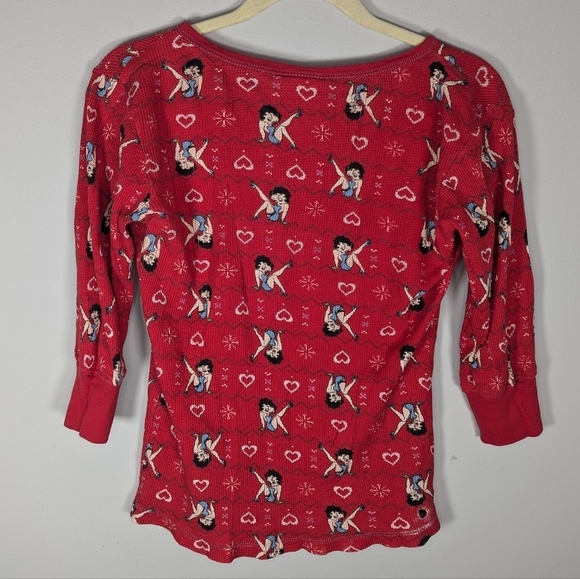 Betty Boop Sleepwear Christmas Sleep Button heart Shirt Top size woman's Large - Picture 3 of 5